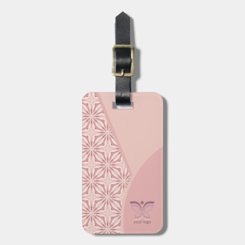  Logo or QR Code Pretty Pink Geometric Pattern Luggage Tag