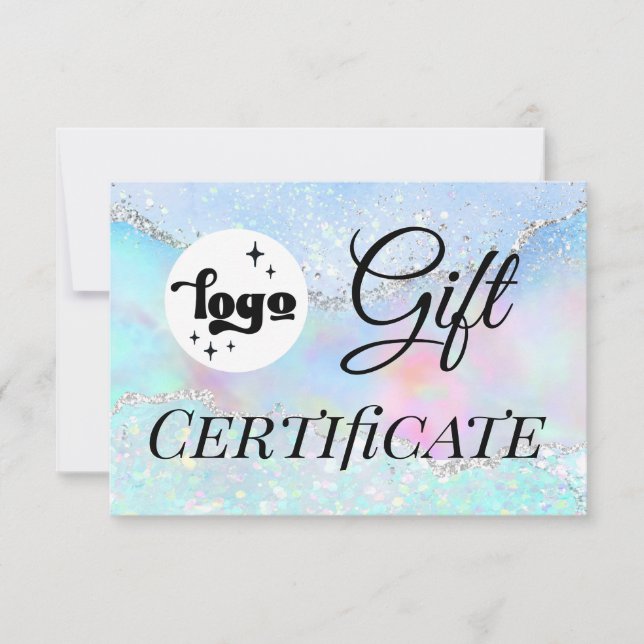 logo pastel faux glitter gift certificate (Front)
