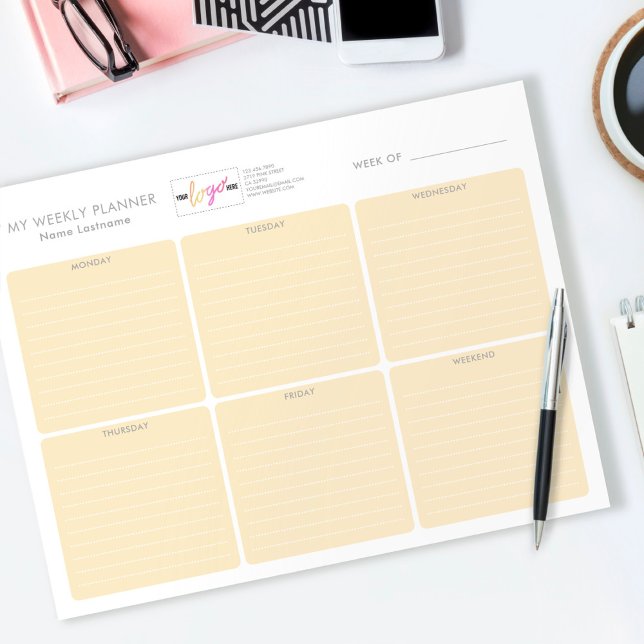  Logo Pastel Orange Simple Undated Weekly Planner Notepad (Creator Uploaded)