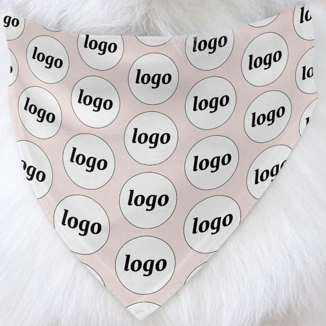 Logo Pattern Business Branding Blush Pink Pet Bandana Collar (Simple logo pattern business promotional dog, cat or pet animal bandana in blush pink)