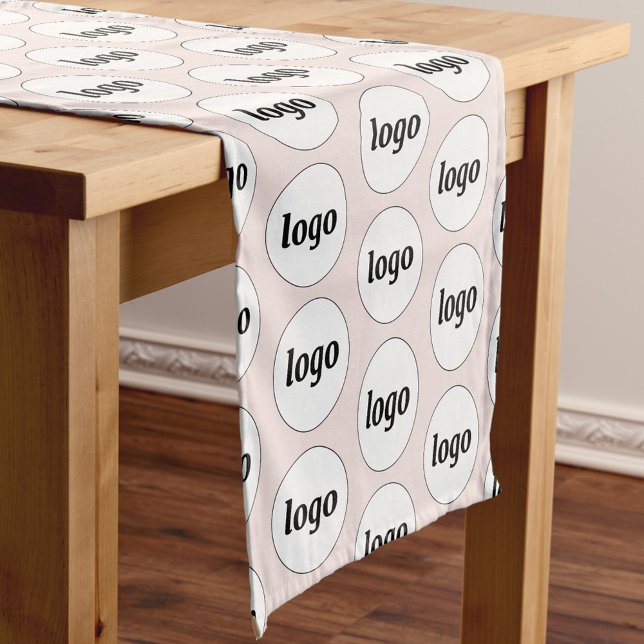 Logo Pattern Business Branding Blush Pink Short Table Runner (Simple logo with custom text business branding promotional blush pink table runner)