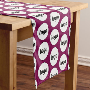 Logo Pattern Business Branding Cherry Pink Short Table Runner