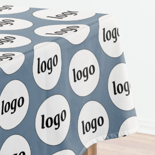 Logo Pattern Business Branding Dusty Blue Tablecloth