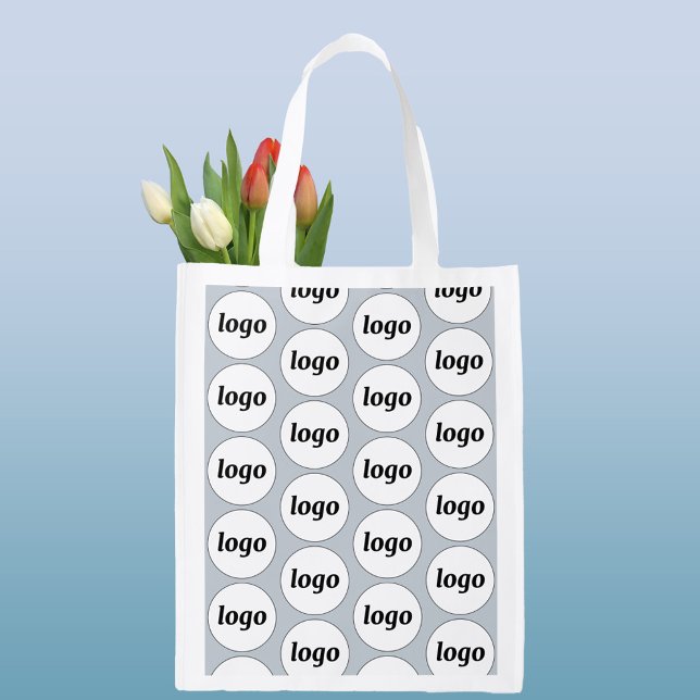 Logo Pattern Business Branding Promotional Blue Grocery Bag (Simple logo business branding pattern promotional reusable tote bag)