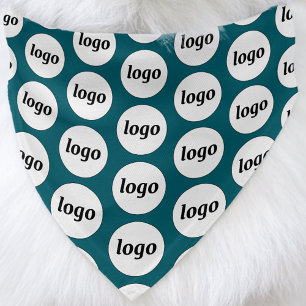 Logo Pattern Business Branding Teal Green Pet Bandana Collar