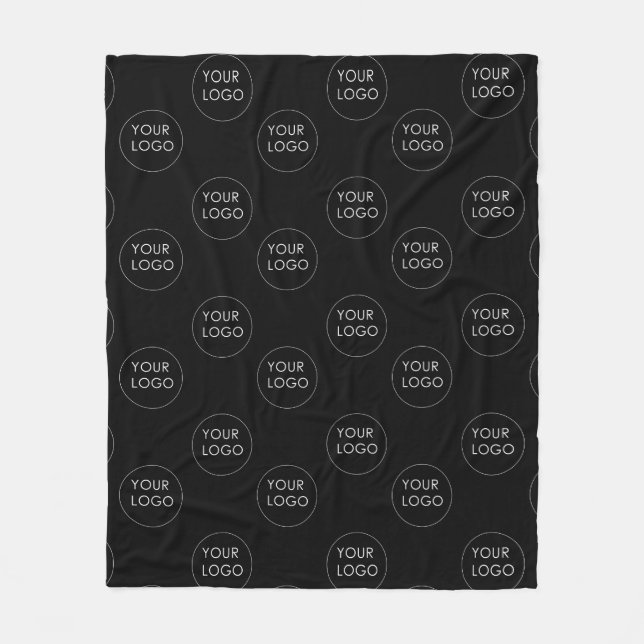 Logo Pattern Business Company Corporate Black Fleece Blanket (Front)