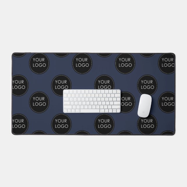 Logo Pattern Business Company Corporate Blue Desk Mat (Keyboard & Mouse)