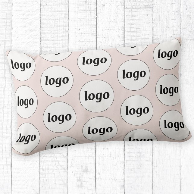 Logo Pattern Business Promotional Blush Pink Lumbar Pillow (Simple logo pattern business promotional pillow)