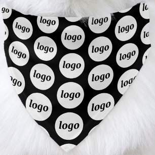 Logo Pattern Business Promotional Branding Black Pet Bandana Collar