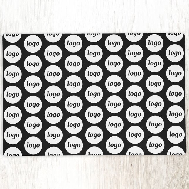 Logo Pattern Business Promotional Branding Black Placemat (Logo pattern business promotional branding laminated placemat)