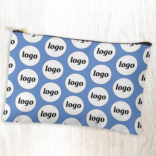 Logo Pattern Business Promotional Branding Blue Accessory Pouch