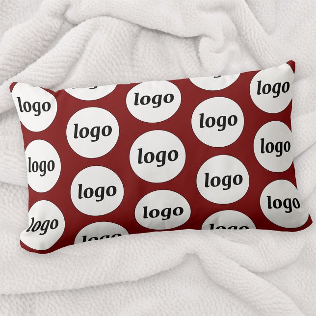 Logo Pattern Business Promotional Burgundy Red Lumbar Pillow (Simple logo pattern business promotional dark burgundy red lumbar pillow)