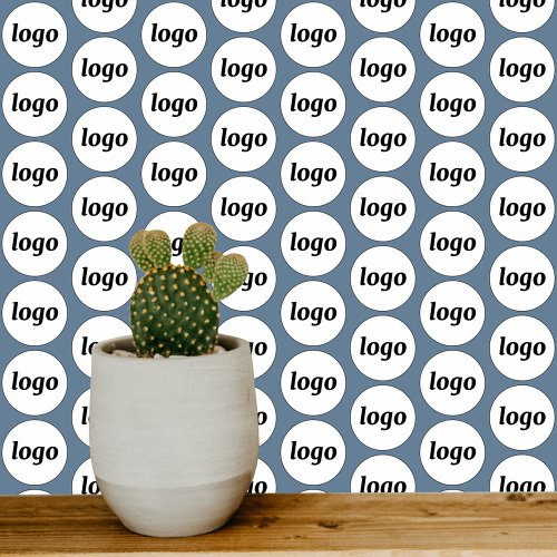 Logo Pattern Business Promotional Dusty Blue Wallpaper