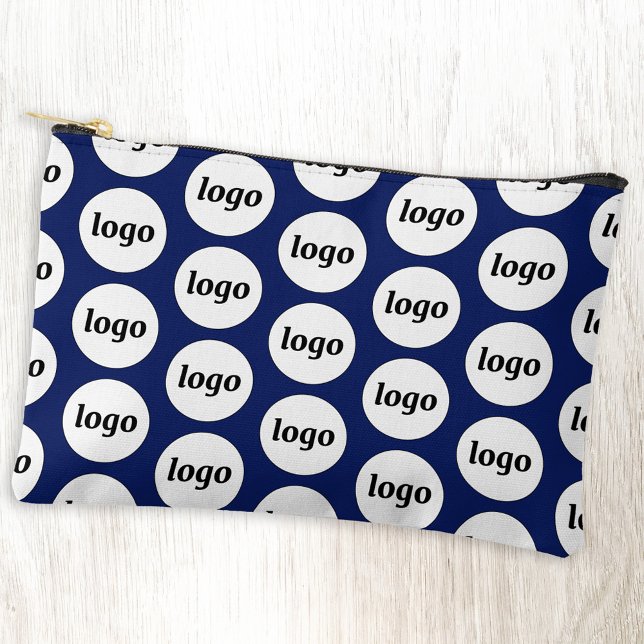 Logo Pattern Business Promotional Navy Blue Accessory Pouch (Logo pattern business branding promotional navy blue accessory pouch)