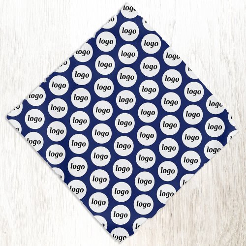 Logo Pattern Business Promotional Navy Blue Bandana