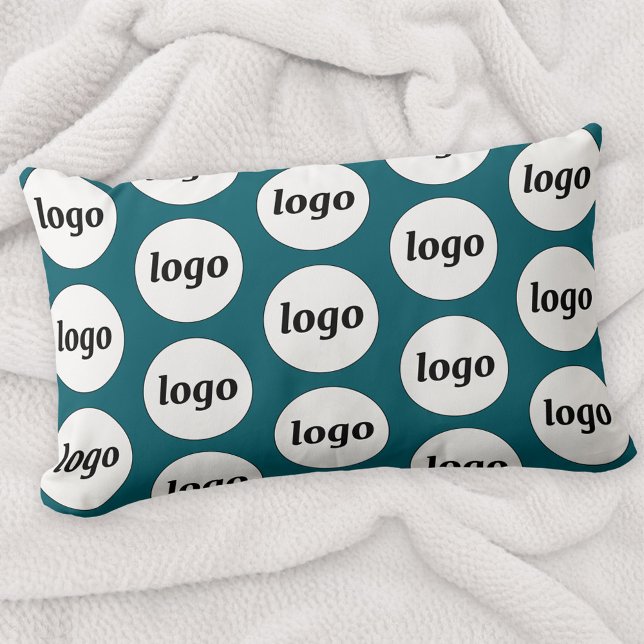 Logo Pattern Business Promotional Teal Green Lumbar Pillow (Simple logo pattern business promotional teal green lumbar pillow)