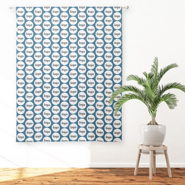 Logo Pattern Business Promotional Teal Green Sheer Curtains (Simple logo pattern business branding promotional teal green curtains)