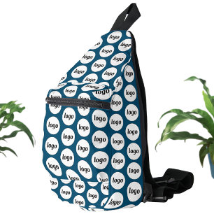 Logo Pattern Business Promotional Teal Green Sling Bag