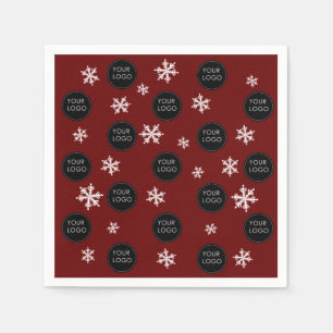 Logo Pattern Company Business Christmas Snowflakes Napkins