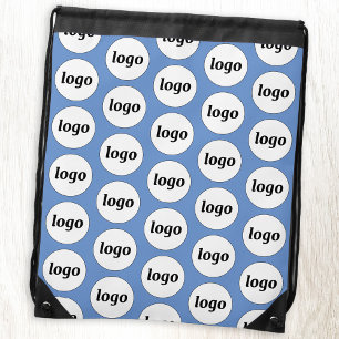 Logo Pattern Promotional Branding Business Blue Drawstring Bag