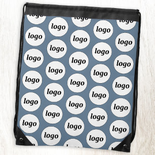 Logo Pattern Promotional Branding Business Blue Drawstring Bag