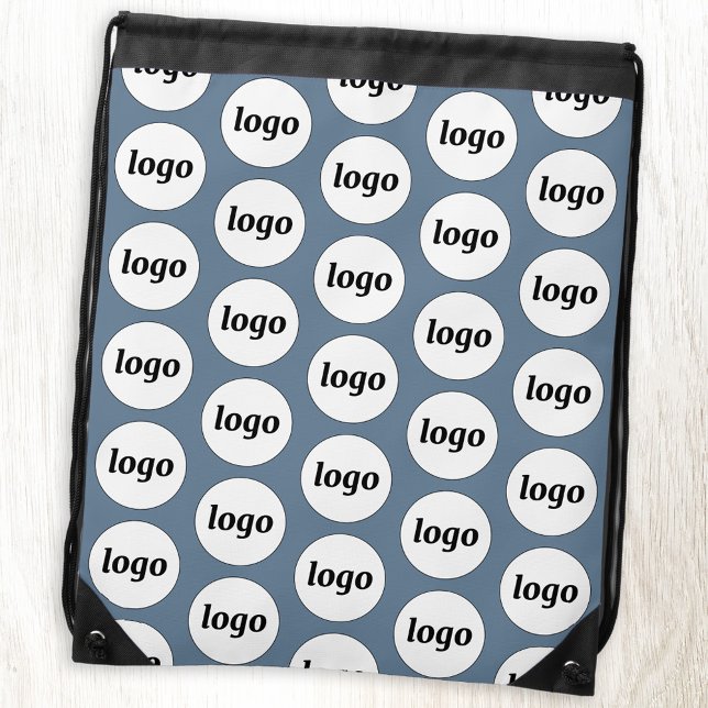 Logo Pattern Promotional Branding Business Blue Drawstring Bag (Logo pattern business promotional branding drawstring backpack)