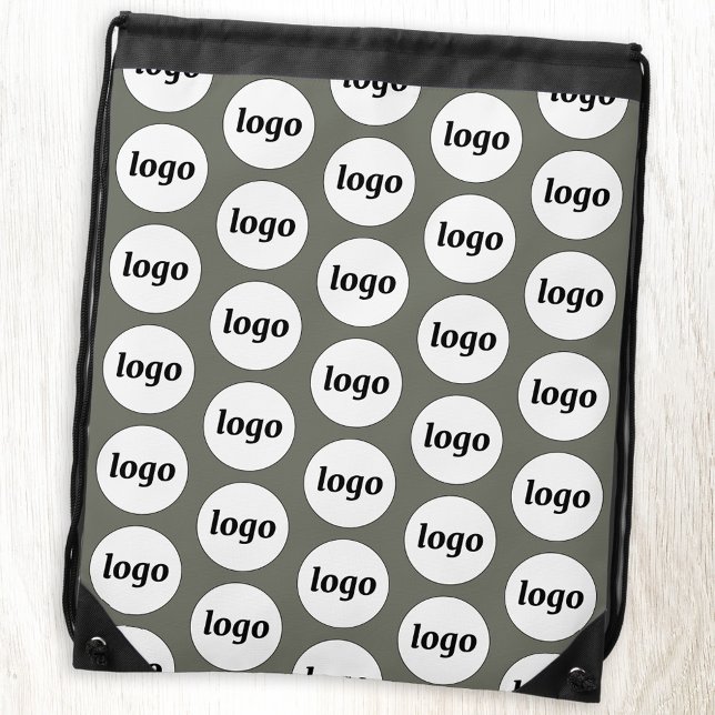 Logo Pattern Promotional Branding Business Green Drawstring Bag (Logo pattern business branding promotional drawstring backpack)