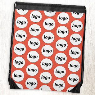 Logo Pattern Promotional Branding Business Orange Drawstring Bag