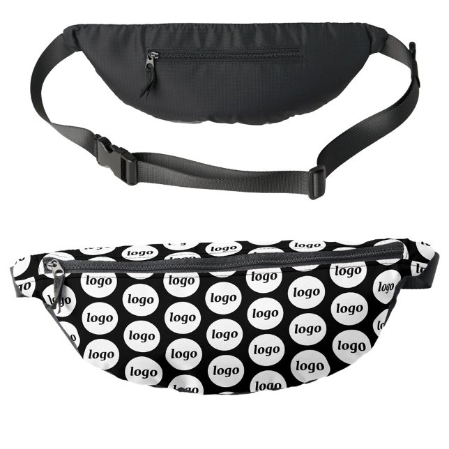 Logo Pattern Promotional Business Black Fanny Pack (Logo pattern business promotional branding fanny pack bag)