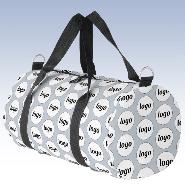 Logo Pattern Promotional Business Blue Duffle Bag (Logo pattern business branding promotional duffel bag)