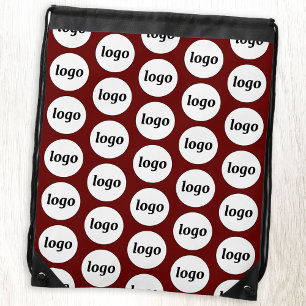 Logo Pattern Promotional Business Burgundy Drawstring Bag