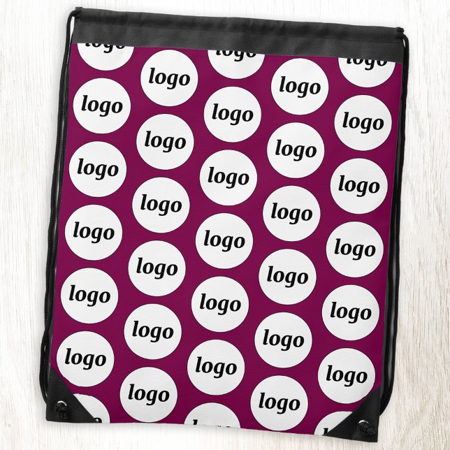 Logo Pattern Promotional Business Magenta Pink Drawstring Bag (Simple logo pattern business branding promotional magenta pink drawstring bag)