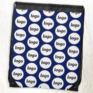 Logo Pattern Promotional Business Navy Blue Drawstring Bag