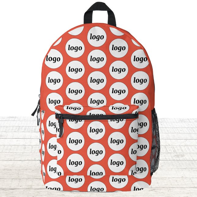 Logo Pattern Promotional Business Orange Printed Backpack (Logo pattern business branding promotional backpack)