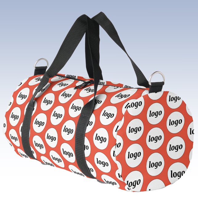 Logo Pattern Promotional Business Red Orange Duffle Bag (Logo pattern promotional business branding duffel bag)