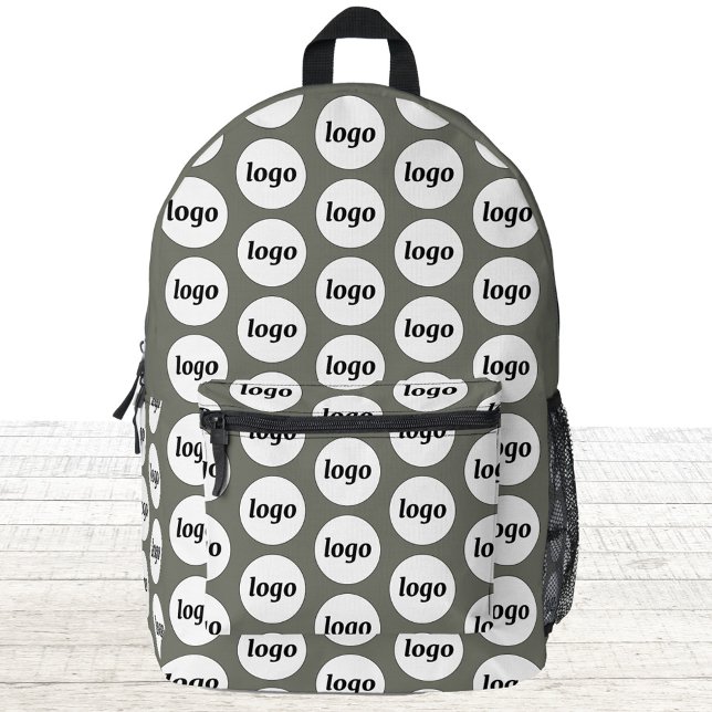 Logo Pattern Promotional Business Sage Green Printed Backpack (Logo pattern promotional business branding backpack)