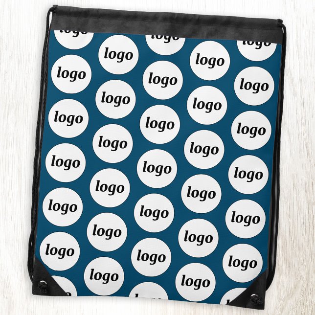 Logo Pattern Promotional Business Teal Green Drawstring Bag (Simple logo pattern business branding promotional teal green drawstring backpack bag)