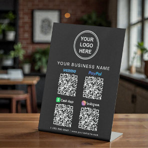Logo Paypal Venmo CashApp Instagram QR Code Black Pedestal Sign