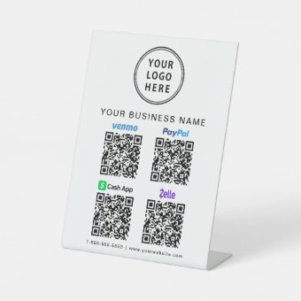 Logo Paypal Venmo CashApp Zelle QR Codes Pedestal Sign | Zazzle