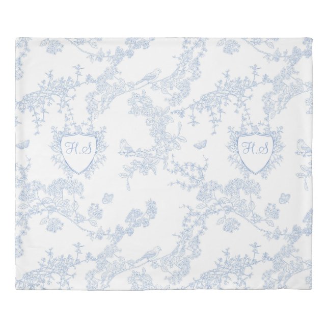 Logo Personalize Custom Monogram Chinoiserie Toile Duvet Cover (Front)