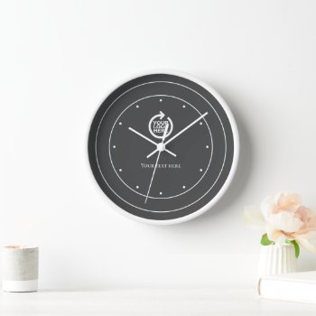 Logo Personalized Grey White  Clock by Ricaso_Intros at Zazzle