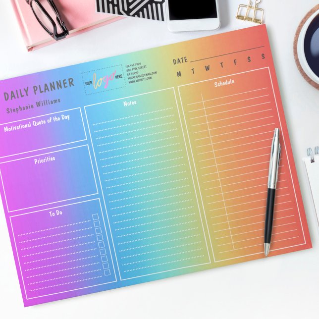 Logo Personalized Undated Daily Planner Rainbow Notepad (Creator Uploaded)