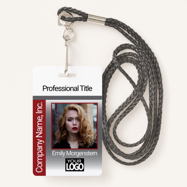 Logo Photo Badge - Dark Red (Front with Lanyard)