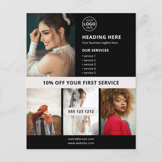 Logo Photo Business Marketing Black Flyer (Front)