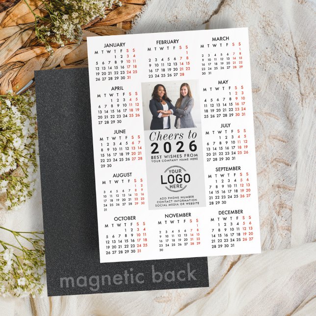 Logo Photo Contact Calendar 2026 Magnetic Card (Creator Uploaded)