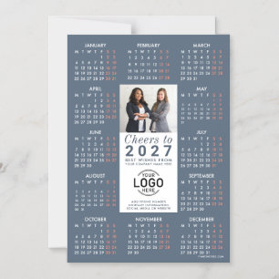 Logo Photo Info Dusty Calendar 2027 Magnetic Card