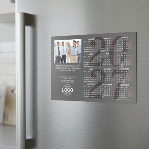 Logo Photo Info Grey Calendar 2027 Magnetic Card