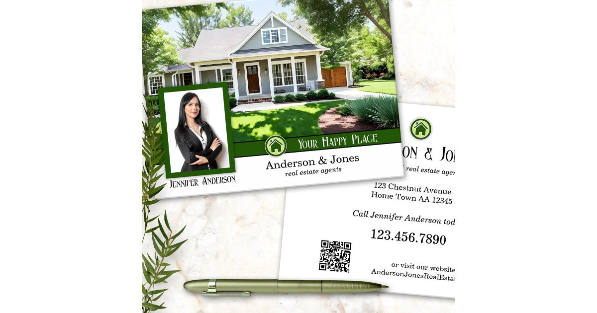 Logo Photo QR Code Real Estate Postcard Zazzle