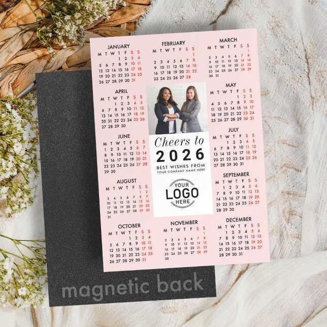 Logo Photo Soft Blush Calendar 2026 Magnetic Card (Creator Uploaded)