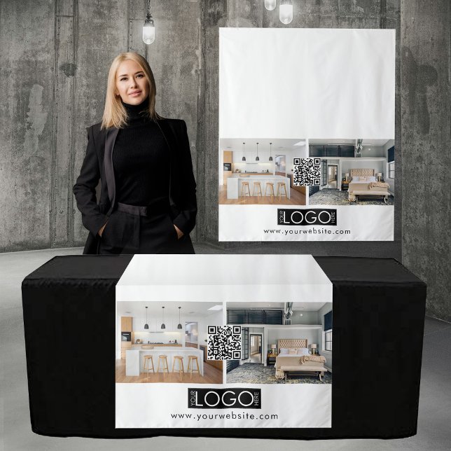 Logo Photo Table Runner Banner Real Estate QR Code Tapestry (Logo Photo Table Runner Banner Real Estate QR Code Tapestry)